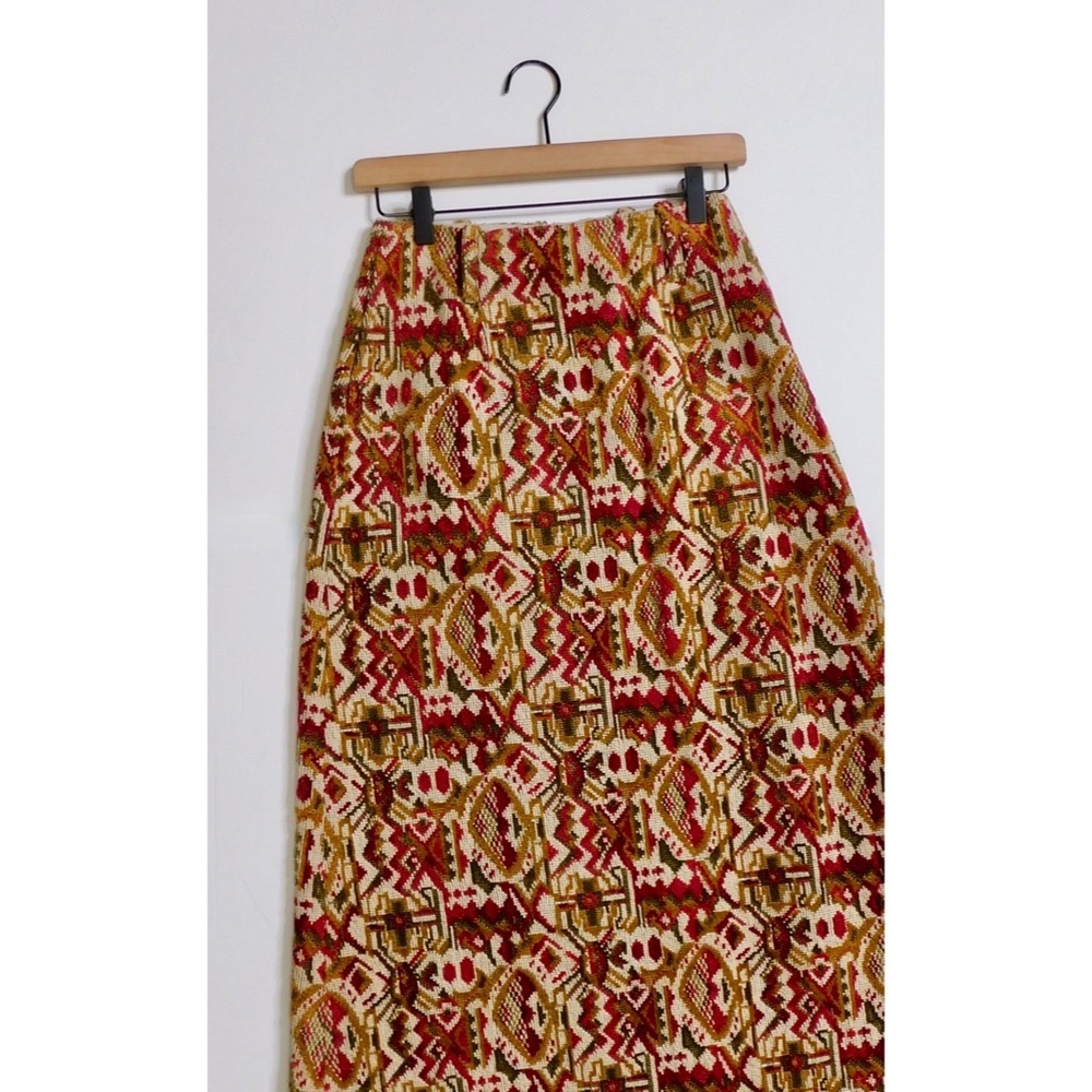Vintage ANN TAYLOR Sportswear Tapestry Midi Skirt Textured Cottagecore Size 2 - Picture 3 of 11